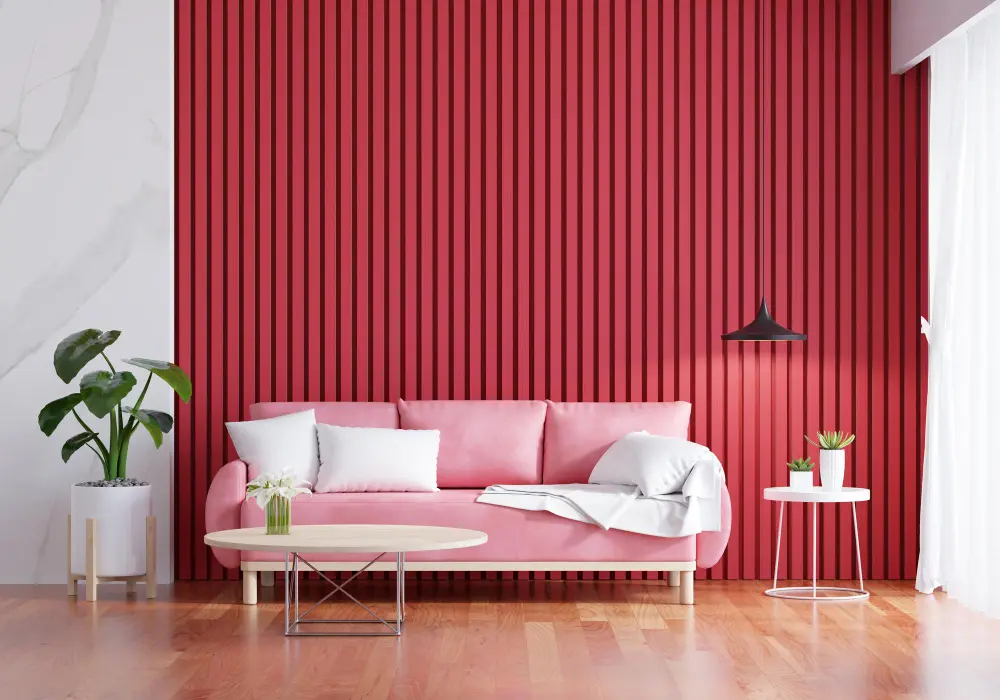 Contemporary Living Room with Textured Feature Wall